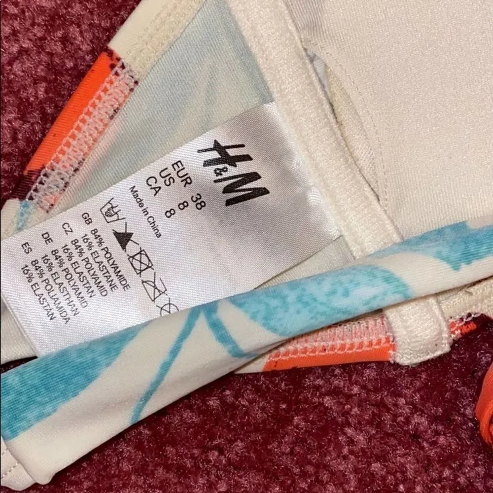 H&M Cream Cherries Strapless Swim Bikini Top 8